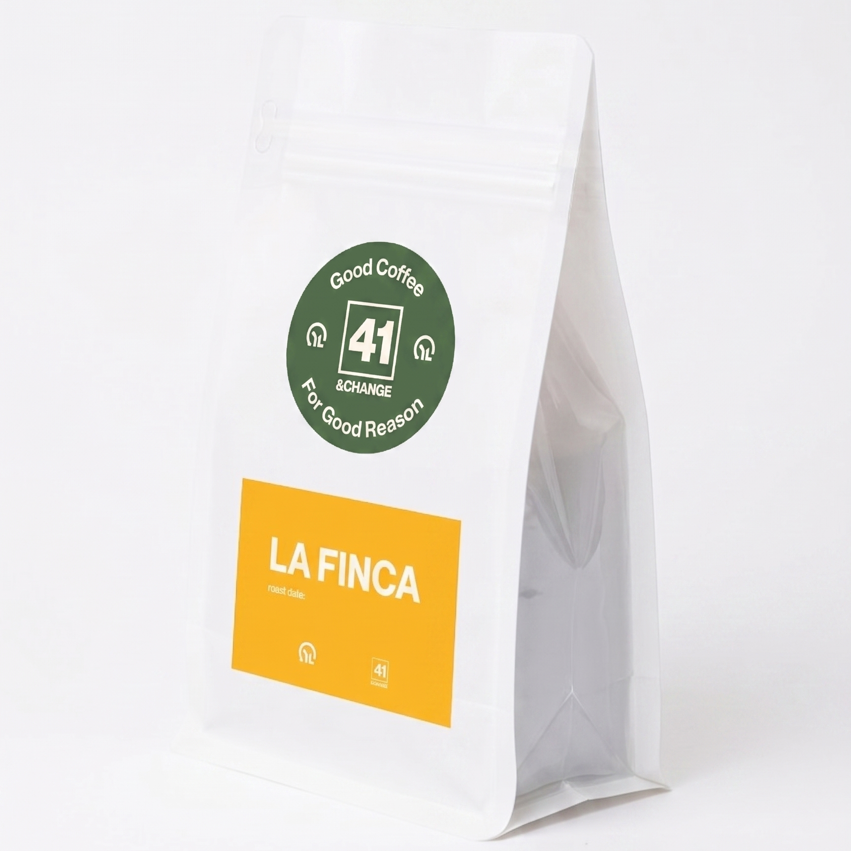 12oz La Finca Nicaraguan dark roast coffee bag standing upright, front angle