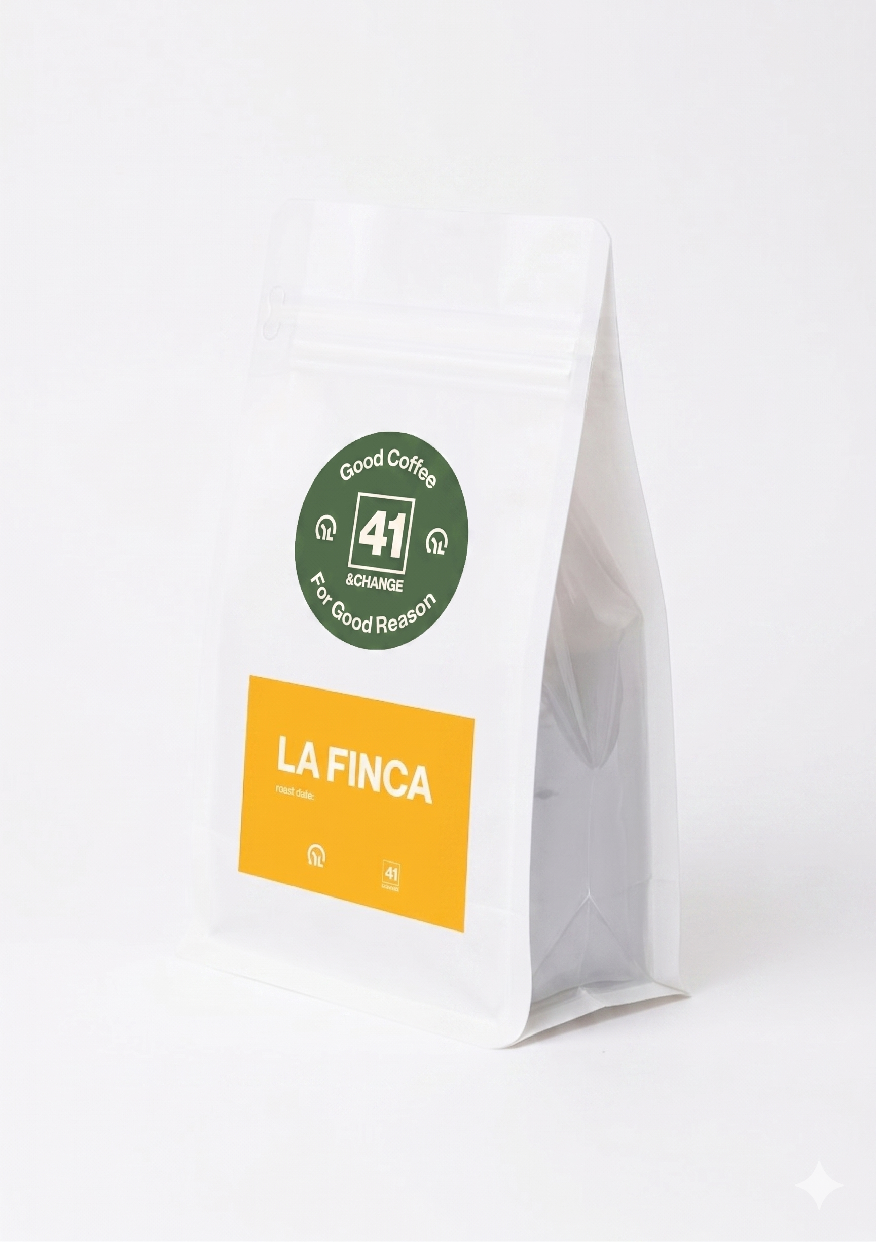 12oz La Finca Nicaraguan dark roast coffee bag standing upright, front angle