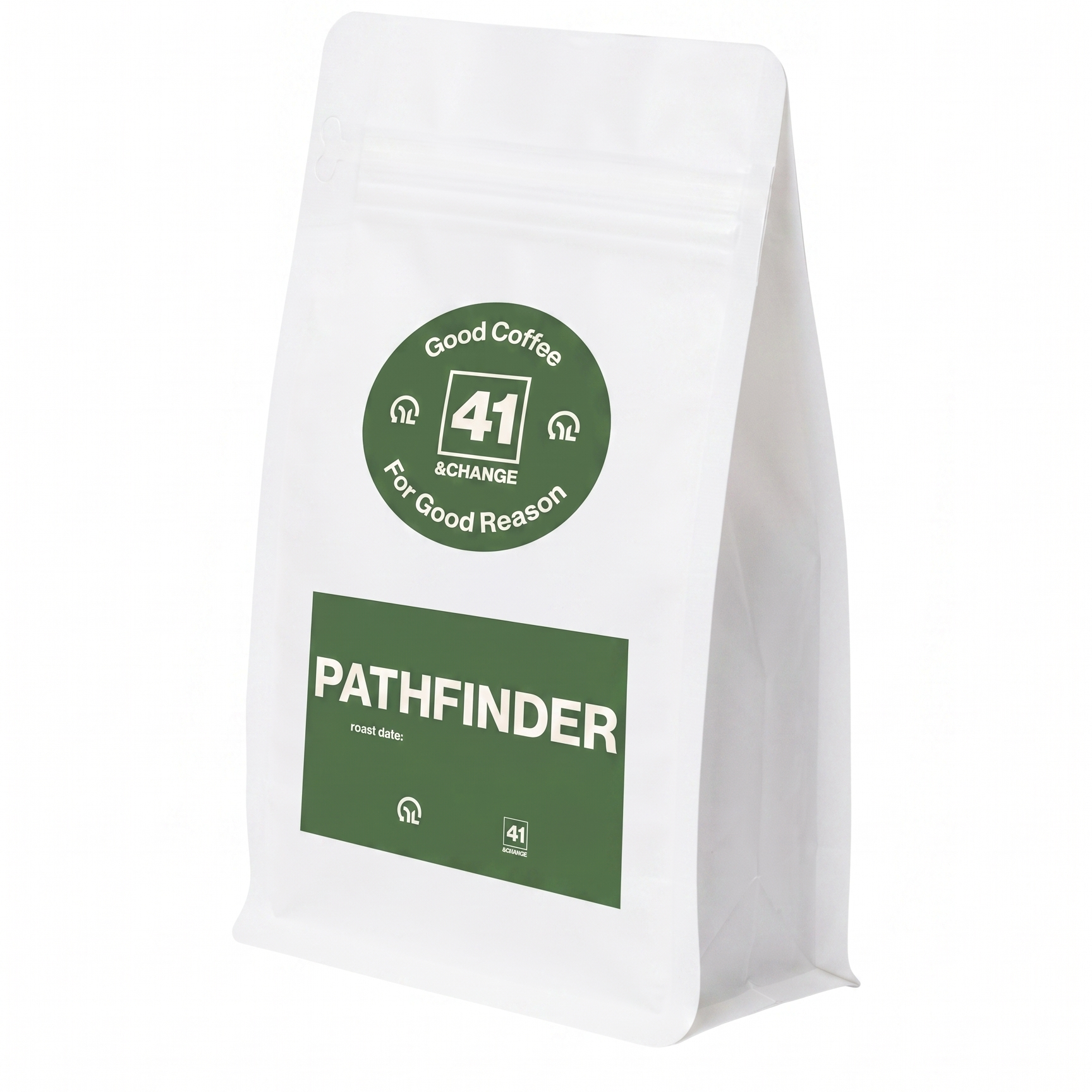 41&Change PathFinder dark roast coffee 12oz bag, front standing view