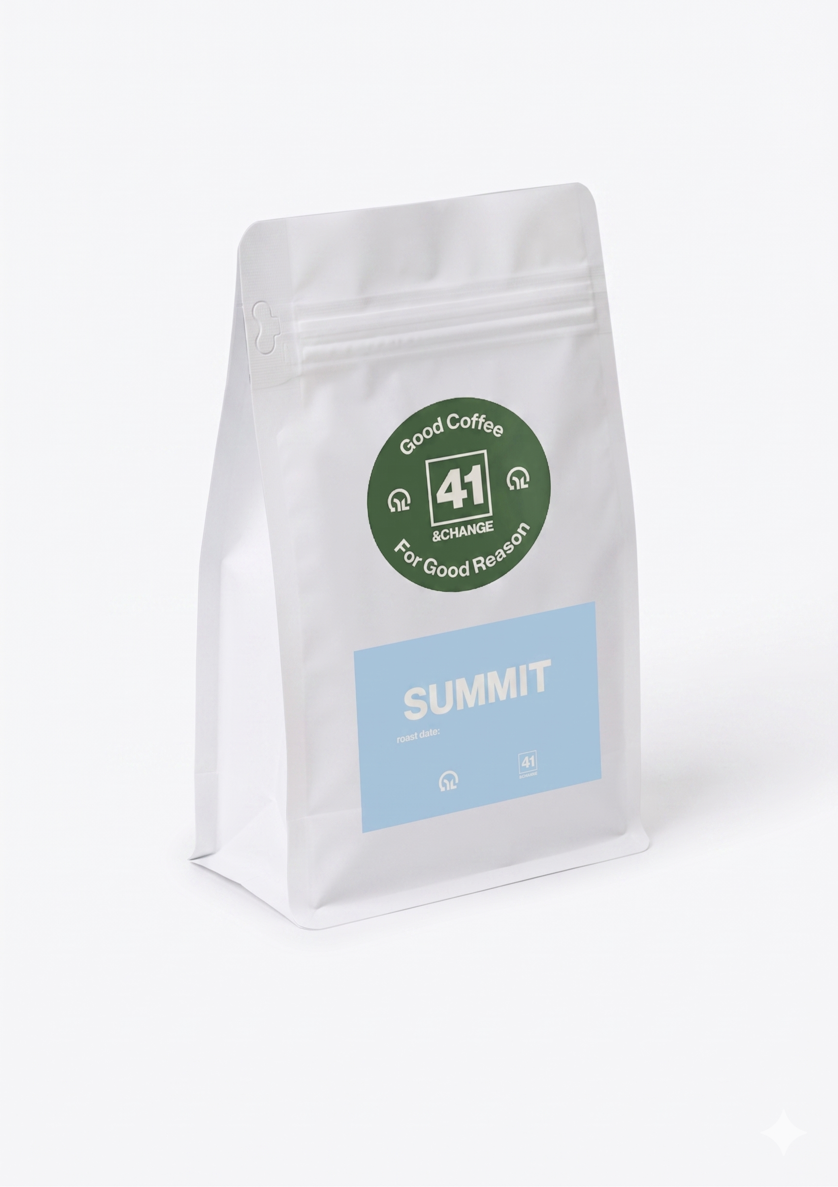 Summit light roast coffee bag, right side angle