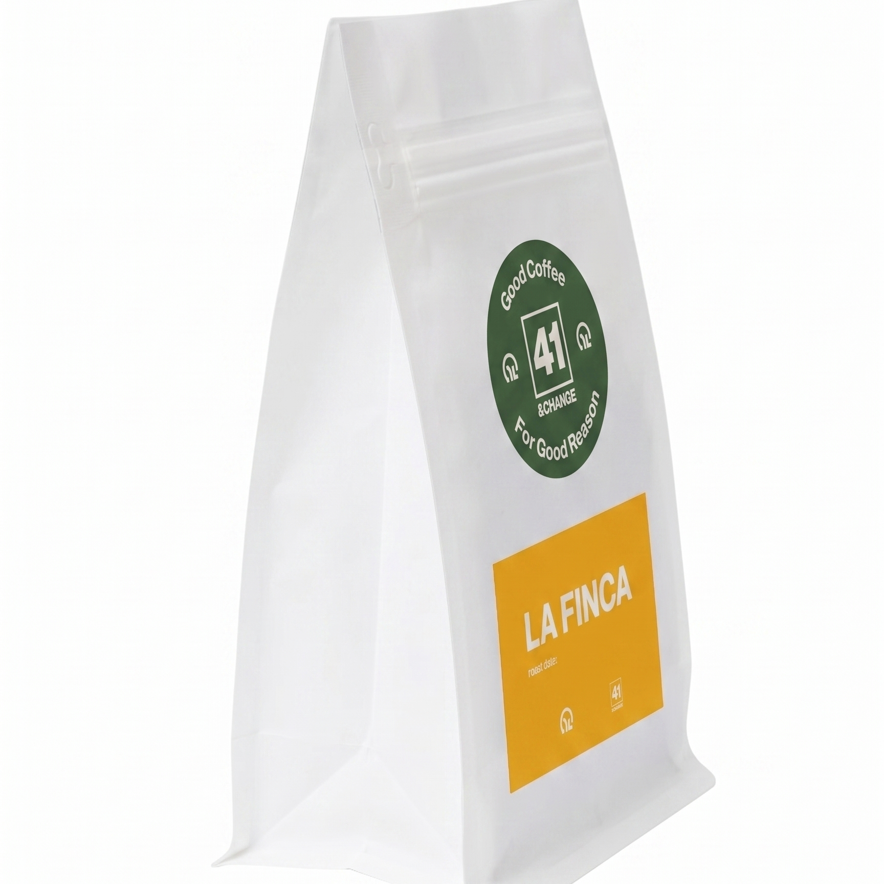 La Finca Nicaraguan dark roast coffee bag, left side angle