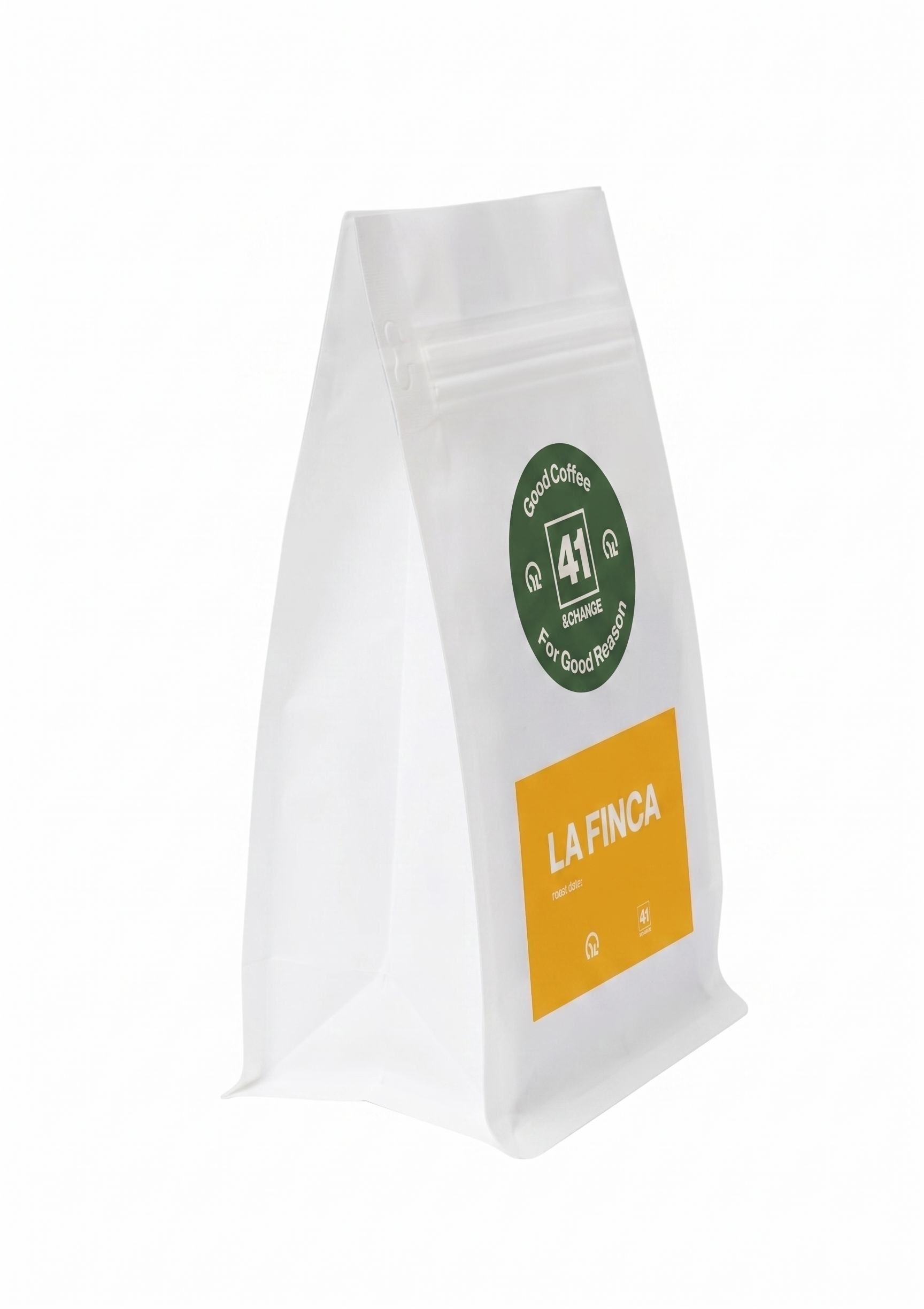 La Finca Nicaraguan dark roast coffee bag, left side angle